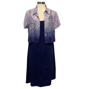April Cornell Cotton Sundress Dress Cottagecore Midi Lace Size M/L Purple